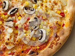 Pizza with Vegetables Pineapple and Mushrooms