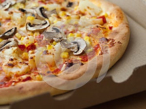 Pizza with Vegetables Pineapple and Mushrooms