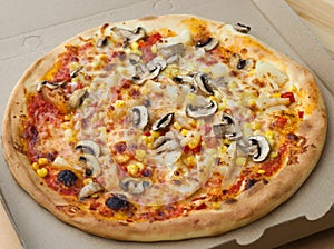 Pizza with Vegetables Pineapple and Mushrooms