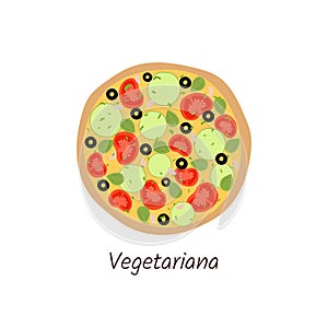 Pizza vegetariana top view with ingredients photo