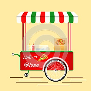 Pizza vintage cart, web background