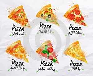 Pizza watercolor set