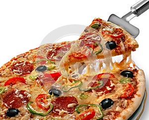 Pizza on a white background, saved clipping path