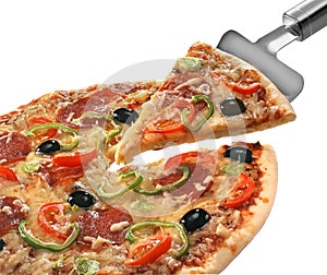 Pizza on a white background, saved clipping path