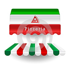 Pizzeria awnings. Italian food vector design elements in the colors of the italian flag