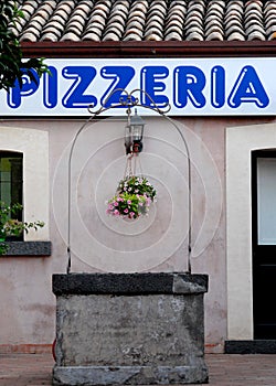 Pizzeria and colors in Aci Castello in Sicily