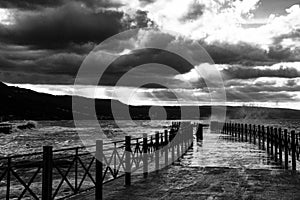 Pizzo Calabro, Calabria, Italy, Marina, beach, pier, Pizza Pundi, storm, winter, Mediterranean Sea