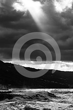 Pizzo Calabro, Calabria, Italy, Marina, beach, pier, Pizza Pundi, storm, winter, Mediterranean Sea