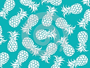 Vector tropical background of white pineapples with blue color background as vector for beach patterns and all summer. holiday ill photo