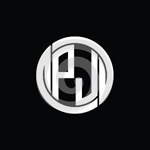 PJ Logo monogram shield inside circle shape vector images design template