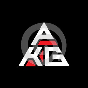 PKG triangle letter logo design with triangle shape. PKG triangle logo design monogram. PKG triangle vector logo template with red