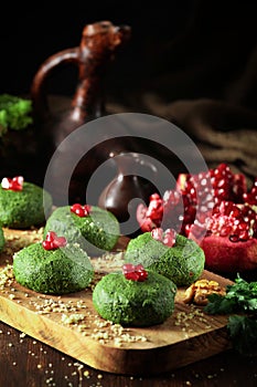 Pkhali spinach, georgian traditional phalipkhali, phali, spinach balls, gergian cuisine, green, plant, vegetable, table, healthy
