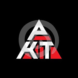 PKT triangle letter logo design with triangle shape. PKT triangle logo design monogram. PKT triangle vector logo template with red