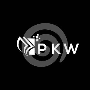 PKW credit repair accounting logo design on BLACK background. PKW creative initials Growth graph letter logo concept. PKW business