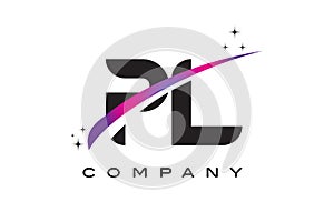 PL P L Black Letter Logo Design with Purple Magenta Swoosh photo
