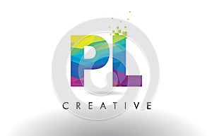 PL P L Colorful Letter Origami Triangles Design Vector. photo