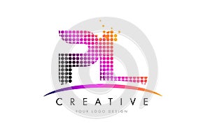 PL P L Letter Logo Design with Magenta Dots and Swoosh photo