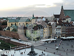 Plac zamkowy panoramic view, old town, Srodmiescie, Warsaw, Poland