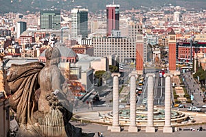 Placa d`Espanya is one of Barcelona`s most important squares, Spain