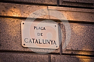 Placa De Catalunya - Street Sign photo