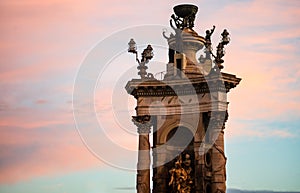 Placa Espanya Fountain in Barcelona, Spain. Spanish Sqare - Plaza de Espana photo