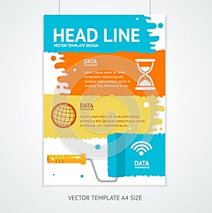 Placard Poster Template with Rollerbrush. Vector