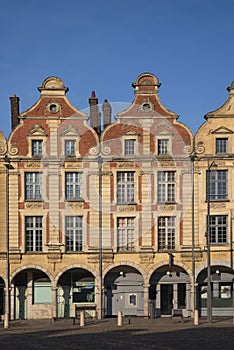 Place of Arras in France with typical houses