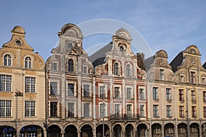 Place of Arras in France with typical houses