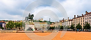 Place Bellecour and the equestrian statue of King Louis XIV, in Lyon in the RhÃÂ´ne, France photo