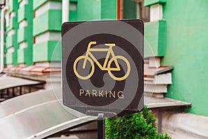 Place of bicycle parking, sign