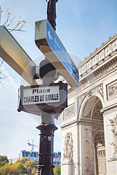 Place Charles De Gaulle sign photo