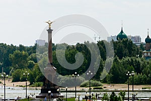 Place of confluence of the Kotorosl river into the Volga river in Yaroslavl, Russia