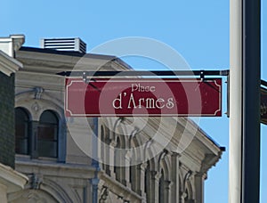 Place d`Armes Street Sign in Montreal photo