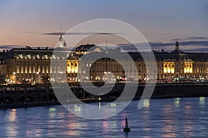 The Place de la Bourse in Bordeaux France at night