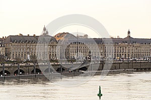 The Place de la Bourse in Bordeaux France at sunset