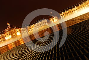Place de la Bourse at night with the Miroir d'eau