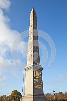 Place de la Concorde obelisk in a sunny day in Paris
