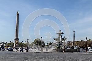 Place de la Concorde in Paris with an obelisk and fountain