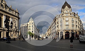 Place de Theatre square in front of the Opera building in Lille, France