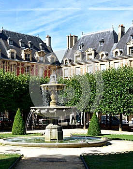 Place des Vosges, the oldest square in Paris. Le Marais district. Paris, France.