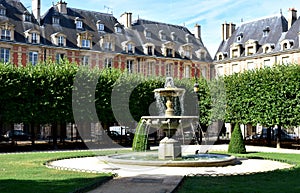 Place des Vosges, the oldest square in Paris. Le Marais district. Paris, France.