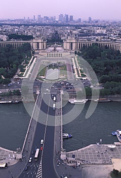 Place du Trocadero and Chaillot Palace from Eiffel tower. photo