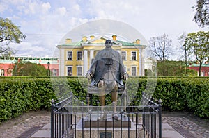 Place of interest of the city of St. Petersburg Petr and Pavel`s engineering house and sculpture Peter I
