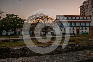 Place about La Real Fuerza Fortress in the evening. Castillo de la Real Fuerza - Old Havana, Cuba