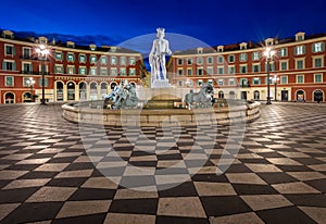 Place Massena and Fountain du Soleil at Dawn, Nice