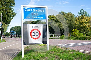 Place name sign of the village of Zoeterwoude-Dorp, Netherlands