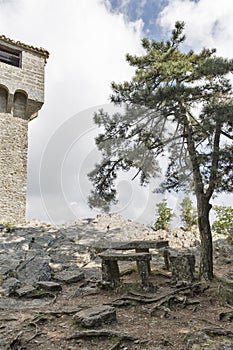 Place for rest close to Cesta fortress in San Marino. photo