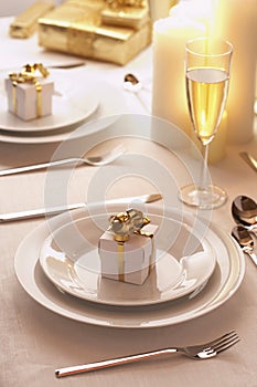 Place setting at Christmas