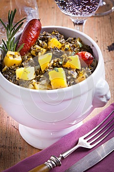 Place Setting Containing Potato and borecole