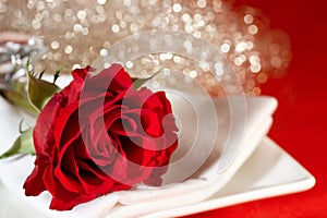 Place setting with glittering background